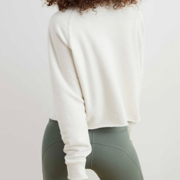 Aerie Sunday Soft Distressed Crewneck Cropped Sweatshirt Women's Size XS - Picture 2 of 8